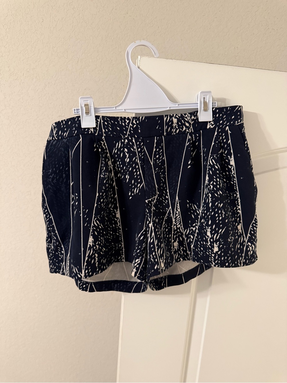 Navy & White Patterned Shorts